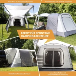 Skandika Pitea XL UP Tent – Koepeltenten - Autotent – 4 Persoons Campingtent Voor SUV, Caddy, Auto, CUV – Vrijstaand – Met/zonder Slaapcabine – Max. Stahoogte 200 Cm – Waterdicht Met 3000mm Waterkolom - 515 X 300 X 200 Cm (LxBxH) – Kamperen - Grijs -Aanbiedingen Kampeer Zen Winkel 1200x1200 828