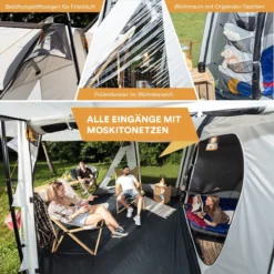 Skandika Pitea XL UP Tent – Koepeltenten - Autotent – 4 Persoons Campingtent Voor SUV, Caddy, Auto, CUV – Vrijstaand – Met/zonder Slaapcabine – Max. Stahoogte 200 Cm – Waterdicht Met 3000mm Waterkolom - 515 X 300 X 200 Cm (LxBxH) – Kamperen - Grijs -Aanbiedingen Kampeer Zen Winkel 1200x1200 831