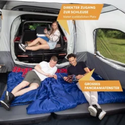 Skandika Pitea XL CROSS Tent – Koepeltenten - Autotent – Campingtent Voor SUV, Caddy, Auto, CUV - Voor Max. 4 Personen – Vrijstaand – Met/zonder Slaapcabine – Max. Stahoogte 230 Cm – 3000mm Waterkolom - 475 X 290 X 230 Cm (LxBxH) – Kamperen - Grijs -Aanbiedingen Kampeer Zen Winkel 1200x1200 837
