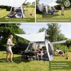 Skandika Pitea XL CROSS Tent – Koepeltenten - Autotent – Campingtent Voor SUV, Caddy, Auto, CUV - Voor Max. 4 Personen – Vrijstaand – Met/zonder Slaapcabine – Max. Stahoogte 230 Cm – 3000mm Waterkolom - 475 X 290 X 230 Cm (LxBxH) – Kamperen - Grijs -Aanbiedingen Kampeer Zen Winkel 1200x1200 839