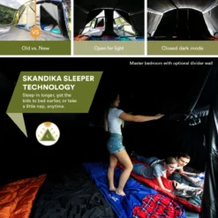 Skandika Montana 8 Sleeper Tent – Tunneltent – 8 Persoons Familietent - Campingtent – Sleeper Technology (2 Tot 4 Extra Donkere Slaapcabines) – Ingenaaide Tentvloer - Muggengaas – 700 X 310 X 200 Cm (LxBxH) – 5000mm Waterkolom – Kamperen – Blauw/wit 13 Skandika Montana 8 Sleeper Tent – Tunneltent – 8 Persoons Familietent - Campingtent – Sleeper Technology (2 Tot 4 Extra Donkere Slaapcabines) – Ingenaaide Tentvloer - Muggengaas – 700 X 310 X 200 Cm (LxBxH) – 5000mm Waterkolom – Kamperen – Blauw/wit -Aanbiedingen Kampeer Zen Winkel 1200x1200 851