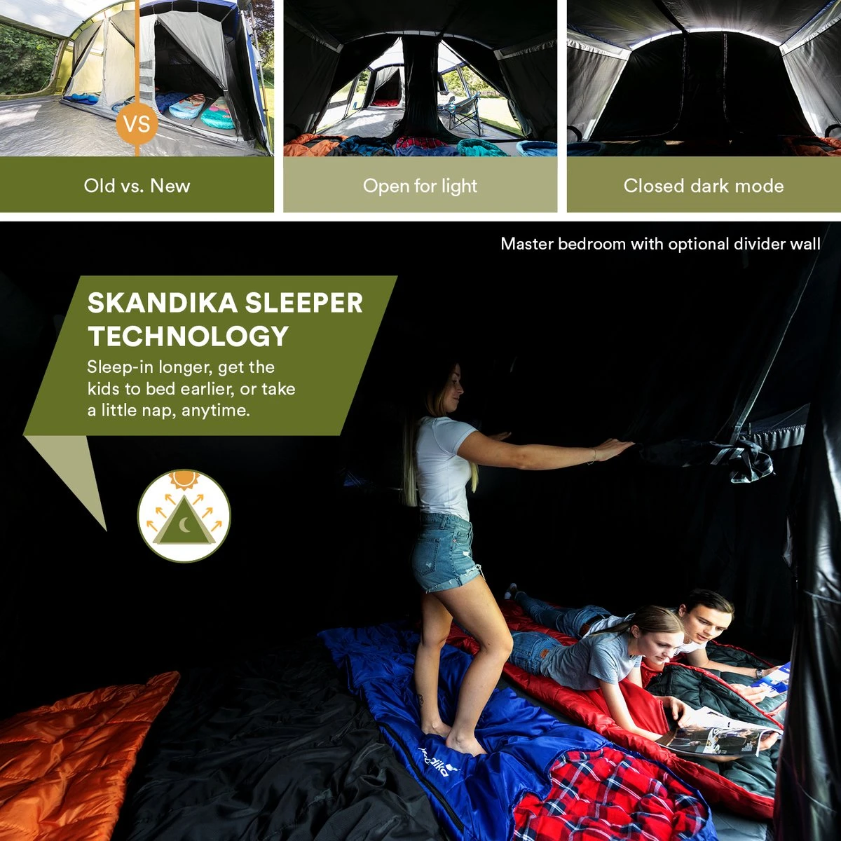 Skandika Montana 8 Sleeper Tent – Tunneltent – 8 Persoons Familietent - Campingtent – Sleeper Technology (2 Tot 4 Extra Donkere Slaapcabines) – Ingenaaide Tentvloer - Muggengaas – 700 X 310 X 200 Cm (LxBxH) – 5000mm Waterkolom – Kamperen – Blauw/wit 6 Skandika Montana 8 Sleeper Tent – Tunneltent – 8 Persoons Familietent - Campingtent – Sleeper Technology (2 Tot 4 Extra Donkere Slaapcabines) – Ingenaaide Tentvloer - Muggengaas – 700 X 310 X 200 Cm (LxBxH) – 5000mm Waterkolom – Kamperen – Blauw/wit - Afbeelding 4