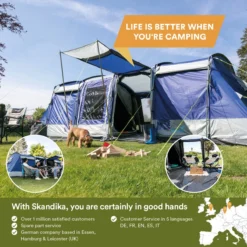 Skandika Montana 8 Sleeper Tent – Tunneltent – 8 Persoons Familietent - Campingtent – Sleeper Technology (2 Tot 4 Extra Donkere Slaapcabines) – Ingenaaide Tentvloer - Muggengaas – 700 X 310 X 200 Cm (LxBxH) – 5000mm Waterkolom – Kamperen – Blauw/wit 16 Skandika Montana 8 Sleeper Tent – Tunneltent – 8 Persoons Familietent - Campingtent – Sleeper Technology (2 Tot 4 Extra Donkere Slaapcabines) – Ingenaaide Tentvloer - Muggengaas – 700 X 310 X 200 Cm (LxBxH) – 5000mm Waterkolom – Kamperen – Blauw/wit -Aanbiedingen Kampeer Zen Winkel 1200x1200 854