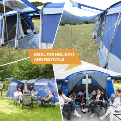 Skandika Montana 8 Tent – Tunneltenten – 8 Persoons Tent – Campingtent – 200 Cm Stahoogte – 2-4 Slaapcabines - Muggengaas – Familietent – 4 Ingangen – 700 X 310 X 200 Cm (L X B X H) - 5000 Mm Waterkolom – Outdoor, Camping – Kamperen – Blauw -Aanbiedingen Kampeer Zen Winkel 1200x1200 861