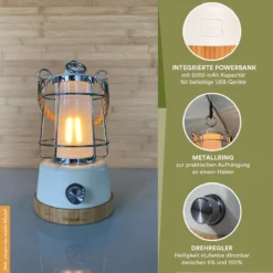 Skandika Kiruna LED-Lamp – Tentlampen – Campinglampen – Buiten Lantaarn – Buitenverlichting – Buiten Lamp - Retro Outdoor Camping Lamp Met Powerbank, Traploos Dimbaar, Draadloos, Oplaadbare Batterij, USB, Warm En Koud Wit, 75h Lichtduur – Groen -Aanbiedingen Kampeer Zen Winkel 1200x1200 916