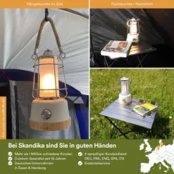 Skandika Kiruna LED-Lamp – Tentlampen – Campinglampen – Buiten Lantaarn – Buitenverlichting – Buiten Lamp - Retro Outdoor Camping Lamp Met Powerbank, Traploos Dimbaar, Draadloos, Oplaadbare Batterij, USB, Warm En Koud Wit, 75h Lichtduur – Groen -Aanbiedingen Kampeer Zen Winkel 1200x1200 919