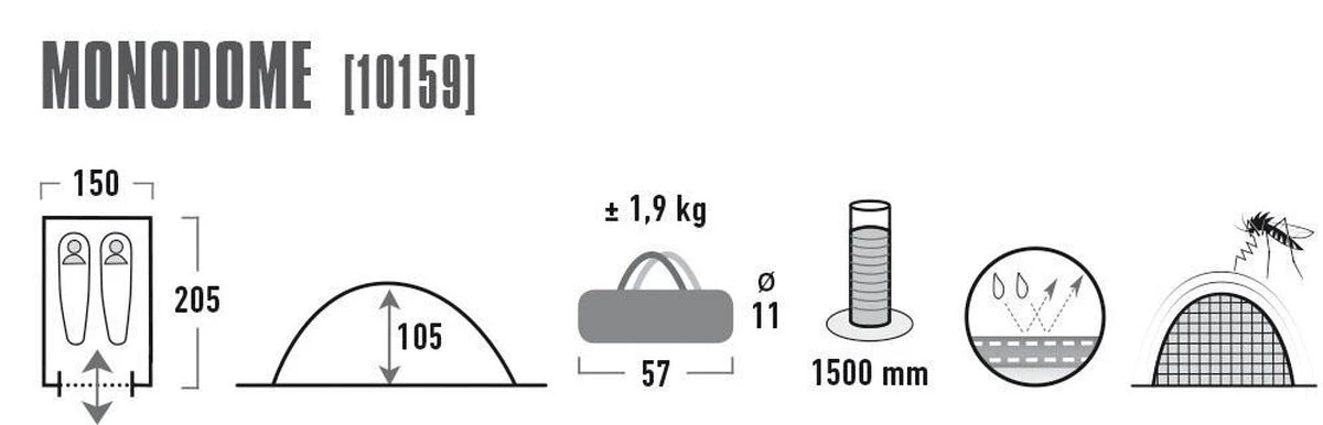 High Peak Monodome Pu Koepeltent - Blauw - 2 Persoons 9 High Peak Monodome Pu Koepeltent - Blauw - 2 Persoons - Afbeelding 7