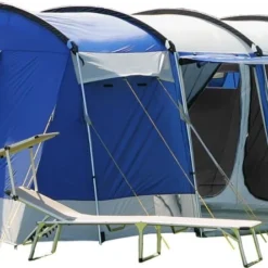 Skandika Montana 8 Tent – Tunneltenten – 8 Persoons Tent – Campingtent – 200 Cm Stahoogte – 2-4 Slaapcabines - Muggengaas – Familietent – 4 Ingangen – 700 X 310 X 200 Cm (L X B X H) - 5000 Mm Waterkolom – Outdoor, Camping – Kamperen – Blauw