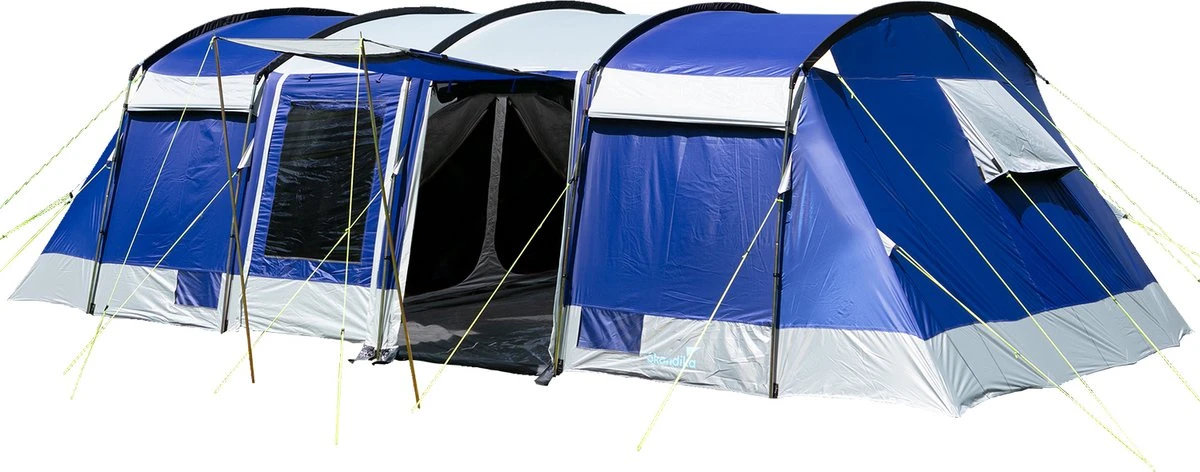 Skandika Montana 8 Sleeper Tent – Tunneltent – 8 Persoons Familietent - Campingtent – Sleeper Technology (2 Tot 4 Extra Donkere Slaapcabines) – Ingenaaide Tentvloer - Muggengaas – 700 X 310 X 200 Cm (LxBxH) – 5000mm Waterkolom – Kamperen – Blauw/wit 3 Skandika Montana 8 Sleeper Tent – Tunneltent – 8 Persoons Familietent - Campingtent – Sleeper Technology (2 Tot 4 Extra Donkere Slaapcabines) – Ingenaaide Tentvloer - Muggengaas – 700 X 310 X 200 Cm (LxBxH) – 5000mm Waterkolom – Kamperen – Blauw/wit