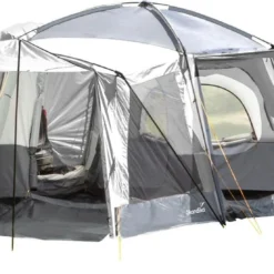 Skandika Pitea XL CROSS Tent – Koepeltenten - Autotent – Campingtent Voor SUV, Caddy, Auto, CUV - Voor Max. 4 Personen – Vrijstaand – Met/zonder Slaapcabine – Max. Stahoogte 230 Cm – 3000mm Waterkolom - 475 X 290 X 230 Cm (LxBxH) – Kamperen - Grijs