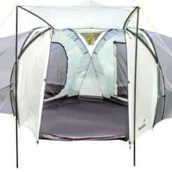Skandika Bern 4 Koepeltent - Koepeltent - Tenten - 4 Persoons Kampeertent Met Panoramisch Dakraam, 2 Slaapcabines, Grondzeil, 210 Cm Stahoogte, Waterdicht, 4000 Mm Waterkolom - Grote Outdoor Familie Tent, Kampeertent - Grijs
