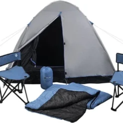 MaxxSport Camping Set - 2 Persoons - Tent + Slaapzakken + Campingstoelen - 200x190x120cm