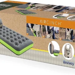 Bestway 1-Persoons Luchtbed Roll & Relax - 188 X 99 X 22 CM - Incl. 3-in-1 Reistas, Kussen En Handpomp - Binnen 50 Sec Opgeblazen - Binnen- En Buitengebruik -Aanbiedingen Kampeer Zen Winkel 1200x686