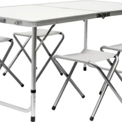 Inklapbare, In Hoogte Verstelbare Campingtafel 120x60x70cm Incl. 4 Inklapbare Krukken Campingtafel S