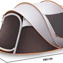 Fly Lab Luxe Pop Up Tent - Kampeer Tent - Grijs/Oranje - 4 Persoons -Aanbiedingen Kampeer Zen Winkel 1200x714 2