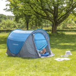 Dunlop Pop Up Tent 220 X 120 X 90 Cm - Grijs/ Blauw - 1 Persoons -Aanbiedingen Kampeer Zen Winkel 1200x800 109