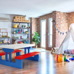 Merkloos Kinder Picknicktafel Met Parasol - Blauw -Aanbiedingen Kampeer Zen Winkel 1200x800 87