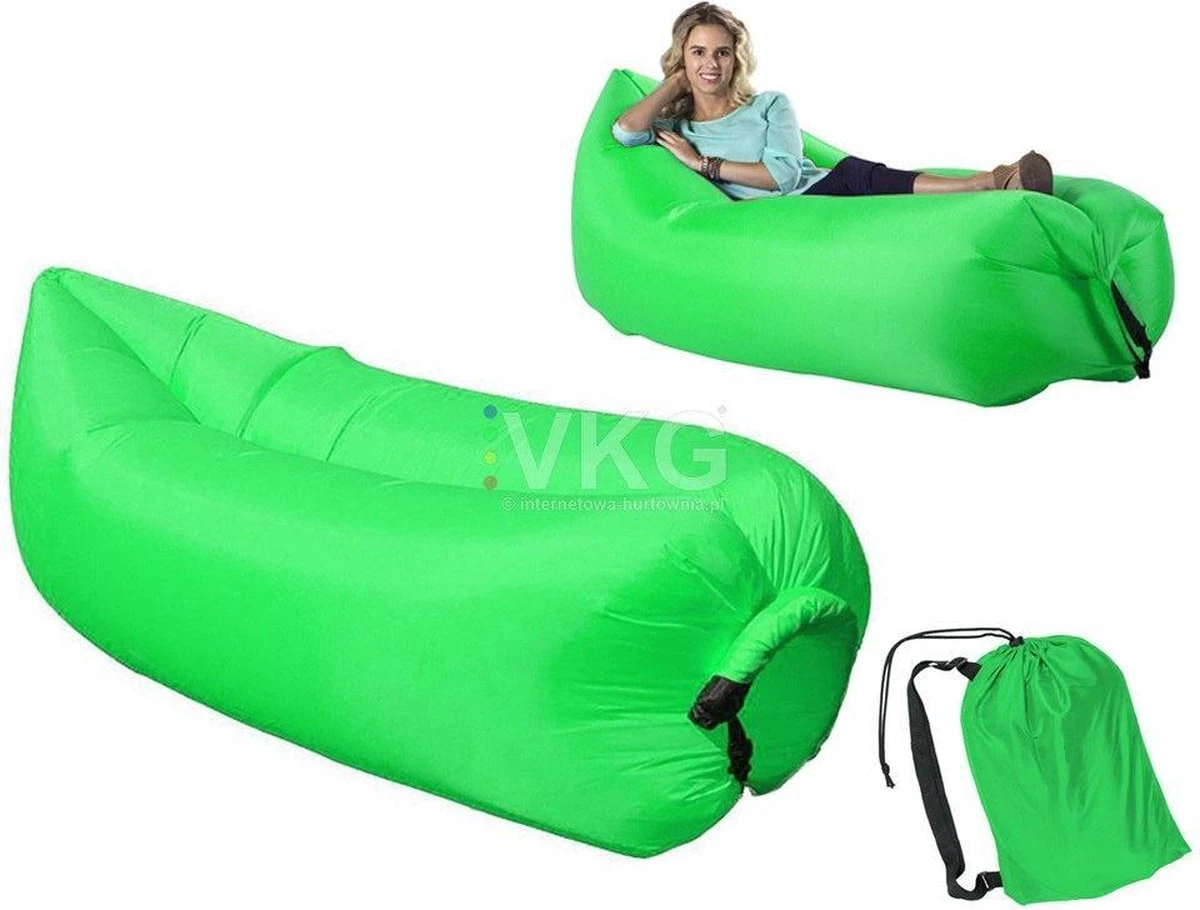 Air Lounger - Lucht Lounger Sofa Matras GROEN- Zwembad- Strand- Luchtbed Airlounger 4 Air Lounger - Lucht Lounger Sofa Matras GROEN- Zwembad- Strand- Luchtbed Airlounger - Afbeelding 2