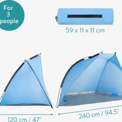 Navaris Windscherm Voor Het Strand - Zon- En Windbescherming Voor Drie Personen - Pop-up Speeltent Met UV- Bescherming - Beach Shelter Met Draagtas -Aanbiedingen Kampeer Zen Winkel 1200x940