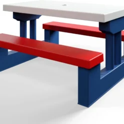 Merkloos Kinder Picknicktafel Met Parasol - Blauw -Aanbiedingen Kampeer Zen Winkel 1200x944