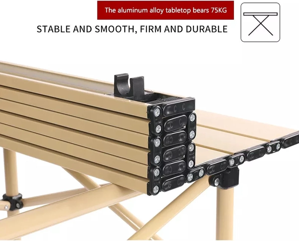 Buxibo - Lichtgewicht Vouwbare Campingtafel - Inklapbaar - Vis/Tuin/Picknick Tafel - Kamperen - Met Opberghoes - Aluminium - Grijs 7 Buxibo - Lichtgewicht Vouwbare Campingtafel - Inklapbaar - Vis/Tuin/Picknick Tafel - Kamperen - Met Opberghoes - Aluminium - Grijs - Afbeelding 5