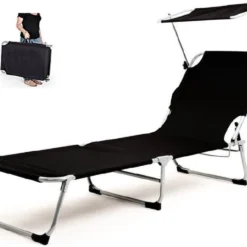 Ligbed Strand Camping Tuin Met Zonnescherm - Strandbed - Opvouwbaar