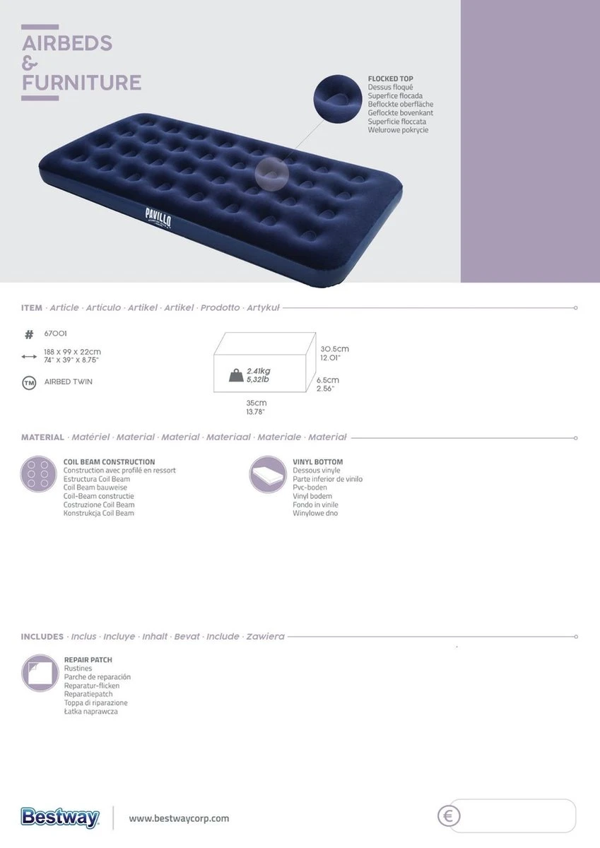 Pavillo Twin Luchtbed - 1-Persoons - 188x99x22 Cm 13 Pavillo Twin Luchtbed - 1-Persoons - 188x99x22 Cm - Afbeelding 11