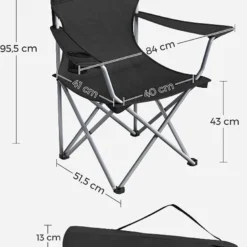 MIRA Home - Campingstoel Set Van 2 Inklapbaar - Klapstoel Met Robuust Frame - Met Flessenhouder - 76 X 51.5 X 95.5 Cm - Zwart -Aanbiedingen Kampeer Zen Winkel 866x1200 1