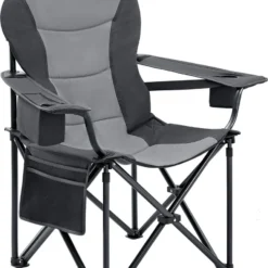 Skandika Relax Comfort Campingstoel - Campingstoel Opvouwbaar - Comfortabele Klapstoel Met Drinkhouder En Koelvak, Tot Max. 160 Kg, Opvouwbaar, Lichtgewicht | Vouwstoel Voor Kamperen, Camping, Festival, Vissen – Grijs