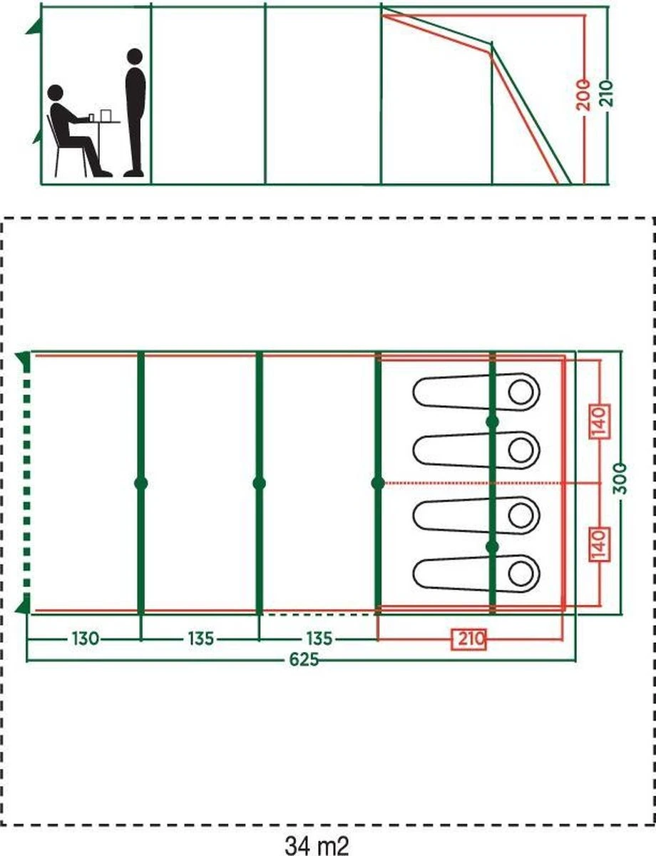 Coleman Vail 4L Tunneltent - Familie Tent - 4-Persoons - Grijs/Groen 14 Coleman Vail 4L Tunneltent - Familie Tent - 4-Persoons - Grijs/Groen - Afbeelding 12