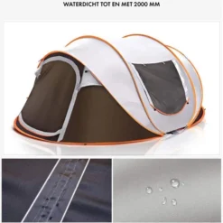 Fly Lab Luxe Pop Up Tent - Kampeer Tent - Grijs/Oranje - 4 Persoons -Aanbiedingen Kampeer Zen Winkel 989x1200 2